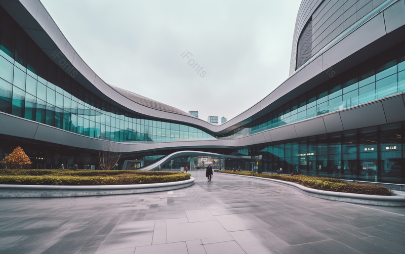 街头商圈外花坛现代蓝色建筑科技企业商业办公楼市区科技园实拍,高清,摄影图,摄影图片,图片大全,摄影图免费下载
